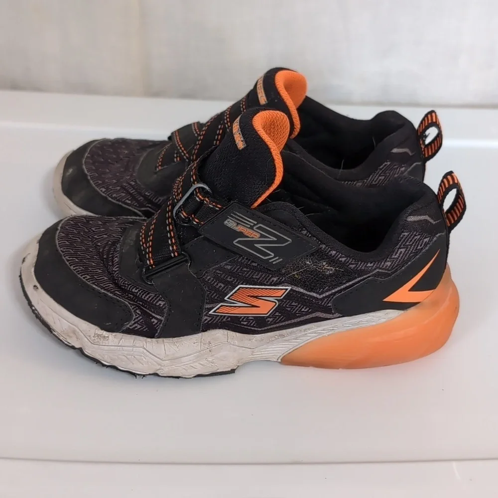 Skechers Kid's Z-Strap Black Orange Sneaker Size 13